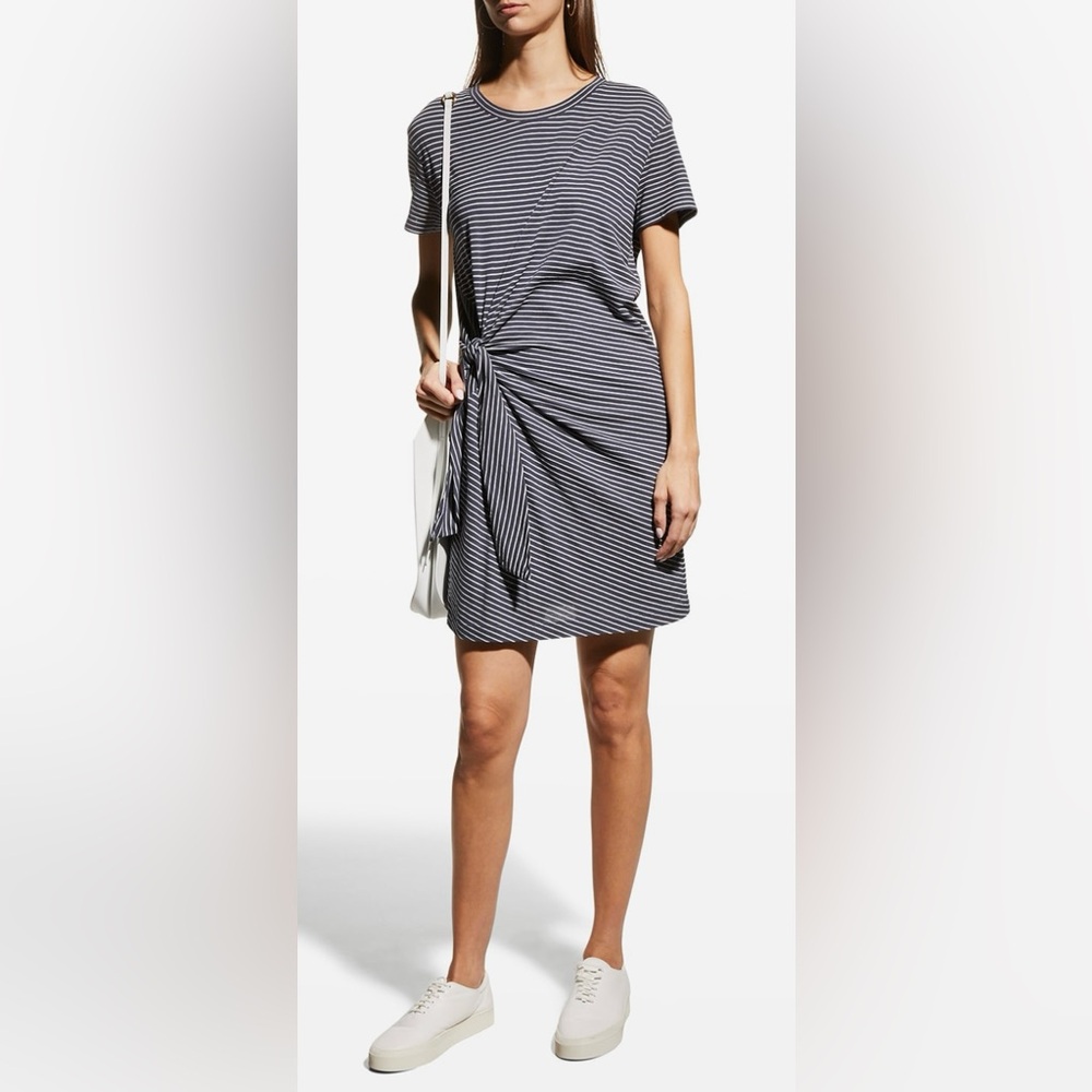Vince - Short Classic Stripe Side-Tie T-Shirt Dress | Small - $225